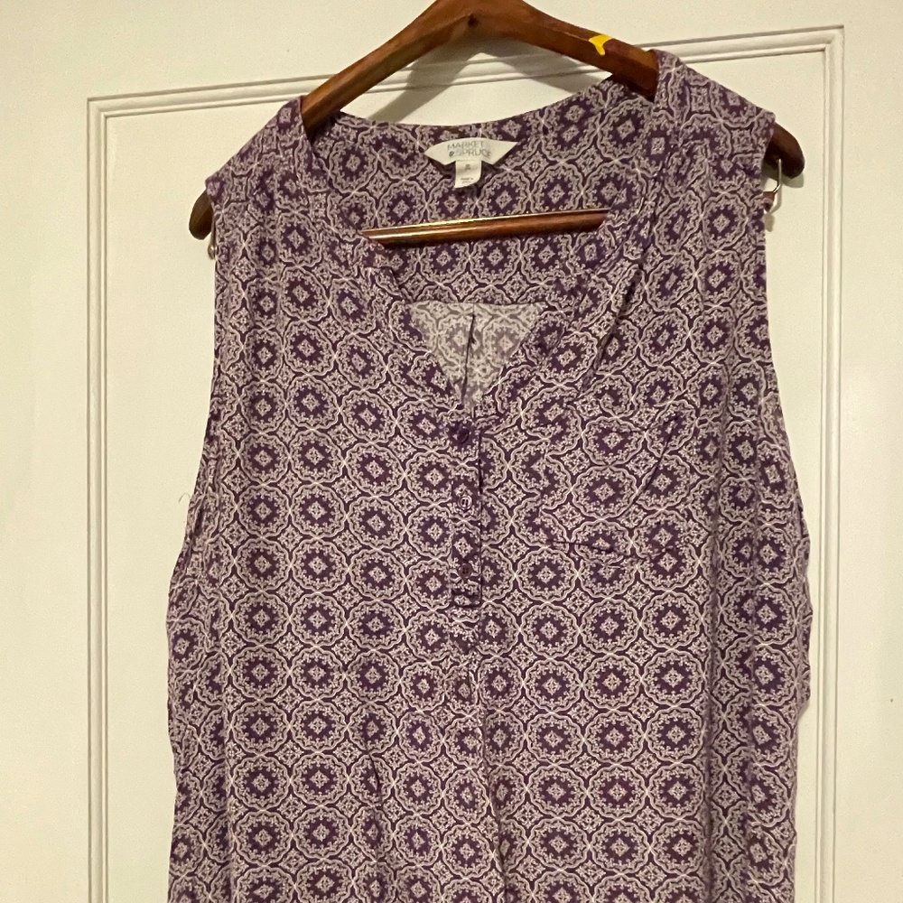 Market & Spruce Prat Henley Purple Tank